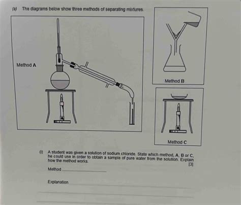 Solved A The Diagrams Below Show Three Methods Of Separating