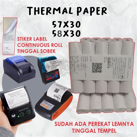 Jual Label Direct Sticker Thermal 58mm X 5 Meter TEBAL Label Kertas