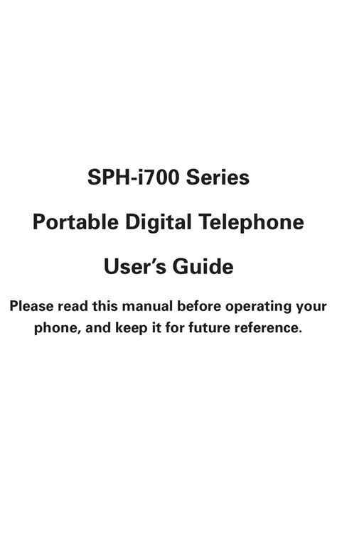 Samsung Sph I700 Series Cell Phone User Manual Manualslib