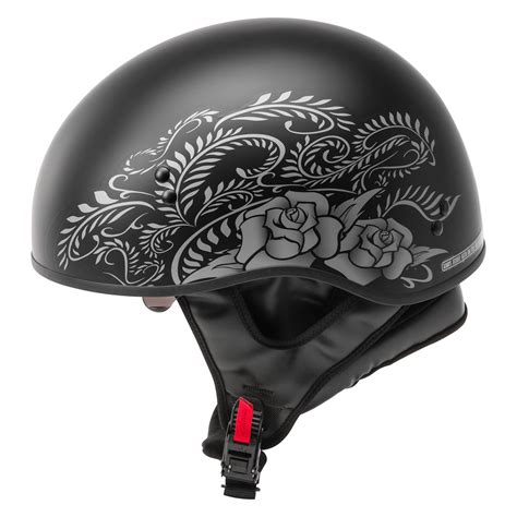 GMAX HH 65 Rose Naked Half Shell Helmet MOTORCYCLEiD