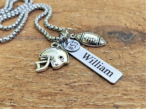 Football Fan Gift Player Number Football Necklace Pendant Etsy