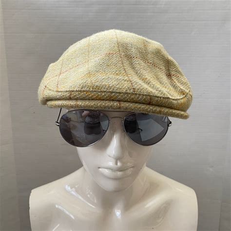 Tweed Wool Flat Cap - vintage Country Style Checked H… - Gem