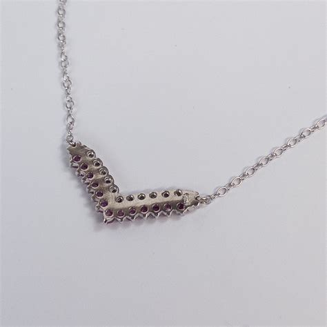 Sterling Silver Chevron Necklace With Diamonds And Rubies