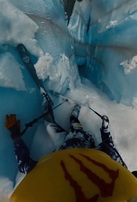 Skier Captures Terrifying Moment He Escapes Death Plunging Into A