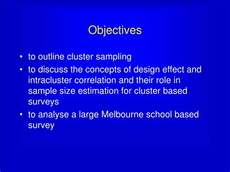 Ppt Design Of Cross Sectional Surveys Using Cluster Sampling An