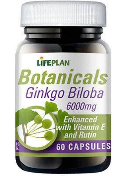 Lifeplan Botanicals Gingko Biloba 6000mg For Memory Boostand Health Brain Function 60capsules