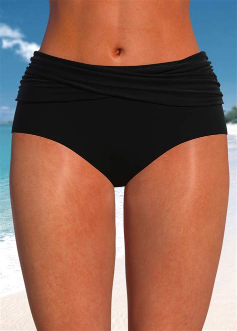 Mid Waisted Criss Cross Black Bikini Bottom Modlily USD 12 98