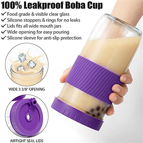 Reusable Boba Cup Bubble Tea Cup 2 Pack 24oz Wide Mouth Smoothie Cups