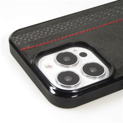 iPhone 13 Pro Case Hülle Carbomile Alcantara und Carbon mit roten