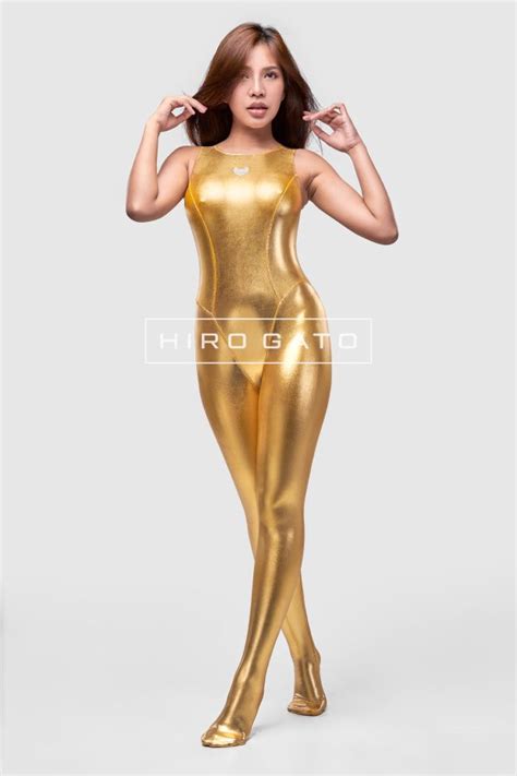 Metallic Spandex Unitard Gold Shiny Lycra Catsuit Hiro Gato