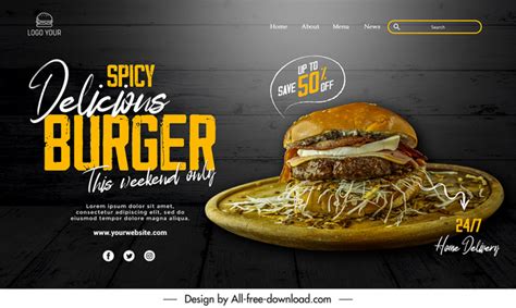 Burgers Advertising Landing Page Template Dark Elegance Psd In Editable Psd Format Free And