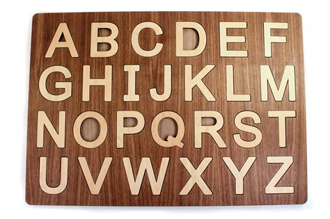 wooden alphabet puzzle - handmade educational toy for toddler - Smiling ...