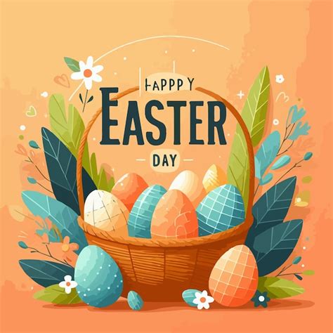 Premium Vector Happy Easter Day Flat Vector Illustration With Rabbit