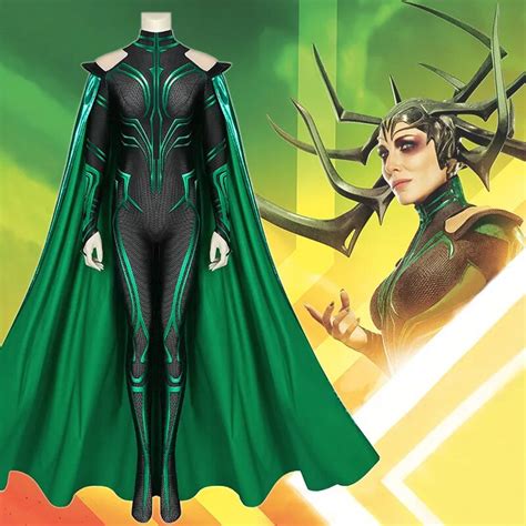 Marvel Thor 3 Ragnarok Supervillain Hela Cosplay Costume Jumpsuit