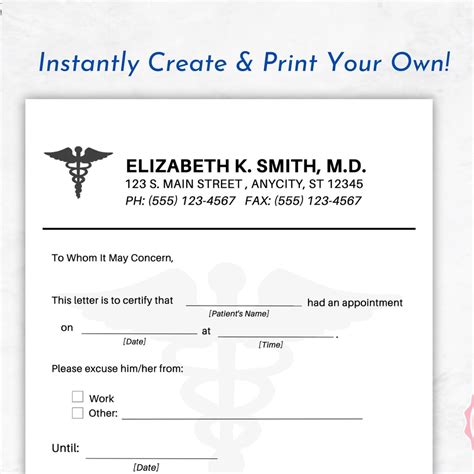 Fillable Doctors Note Doctor Excuse Note Template Custom Drs Notepad