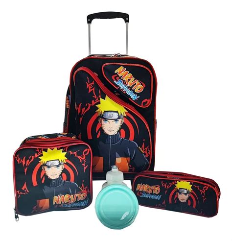 Kit Mochila De Rodinha Escolar Lancheira E Estojo Naruto Mebuscar Brasil