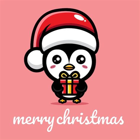 Premium Vector Cute Penguin Celebrating Christmas