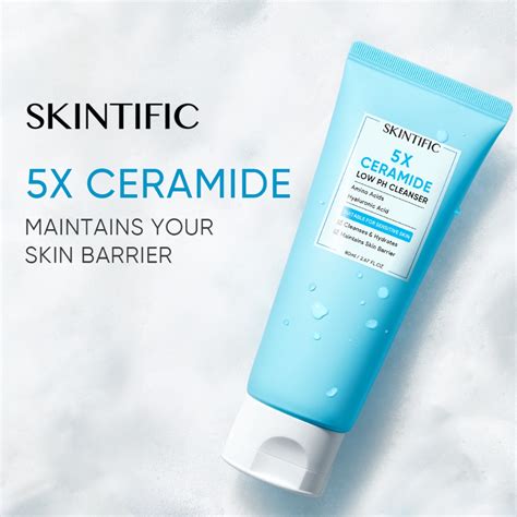 Skintific 5x Ceramide Low Ph Cleanser Facial Wash Gentle Cleanser For Sensitive Skin 80ml