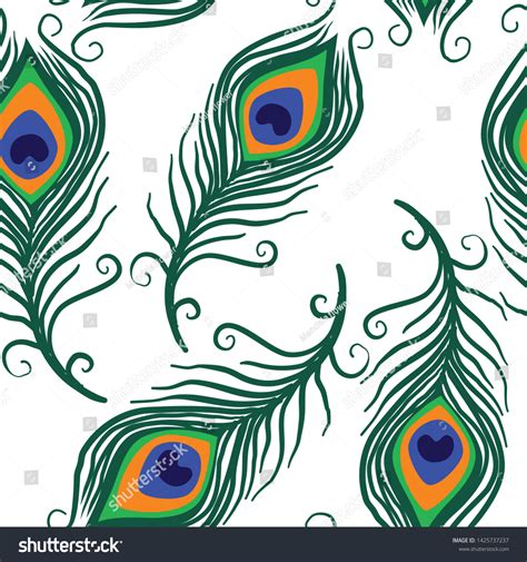 Peacock Feather Seamless Surface Pattern Peacock Stock Vector Royalty