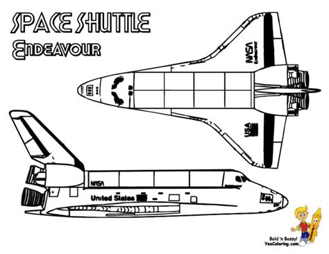 Coloriage Navette Spatiale Endeavour dessin gratuit à imprimer