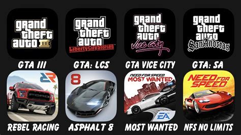 Gta Iii Gta Lcs Gta Vice City Gta Sa Rebel Racing Asphalt