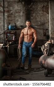 Muscled Half Naked Man Work Walking Stock Photo Shutterstock