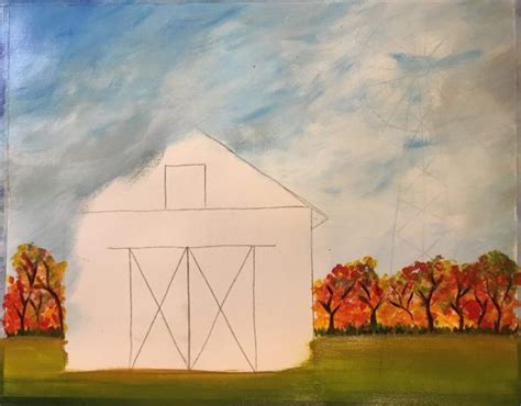 How To Paint A Fall Barn Step By Step Painting Painting Fall