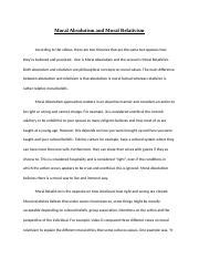 Moral Absolutism And Moral Relativism Docx Moral Absolutism And Moral