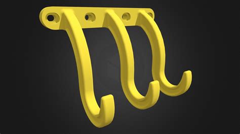 Plastic Triple Wall Hook Buy Royalty Free 3d Model By Mr Anycad Mranycad [e9976af