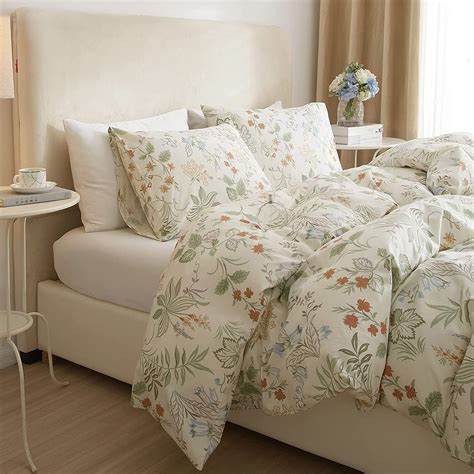 Sale Flower Tree Robin Spring Duvet Cover Set Botanical Quilt