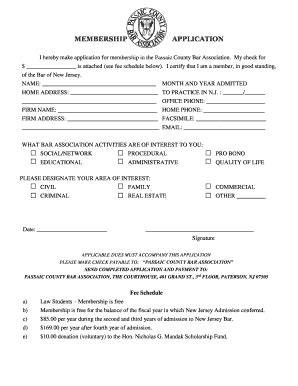 Fillable Online Passaicbar MEMBERSHIP APPLICATION I Hereby Make