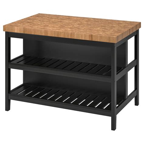 VADHOLMA Kitchen island, black, oak, Width: 49 5/8" - IKEA