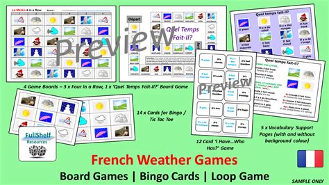 French Weather Games La Meteo Teaching Resources