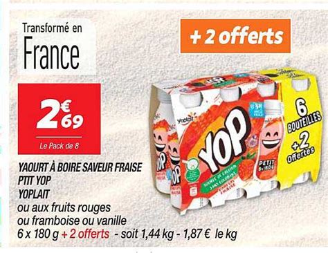 Promo Yaourt Boire Saveur Fraise P Tit Yop Yoplait Ou Aux Fruits