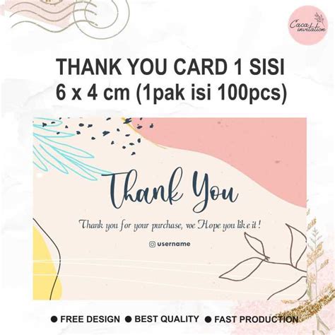 Thank You Card Custom Kartu Ucapan Terima Kasih Online Shop Syukuran