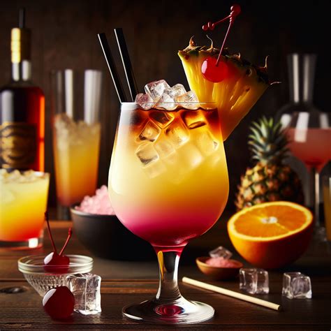 Tropical Sunset Serenade Sweet Tropical Cocktail With A Stunning Visual Gradient