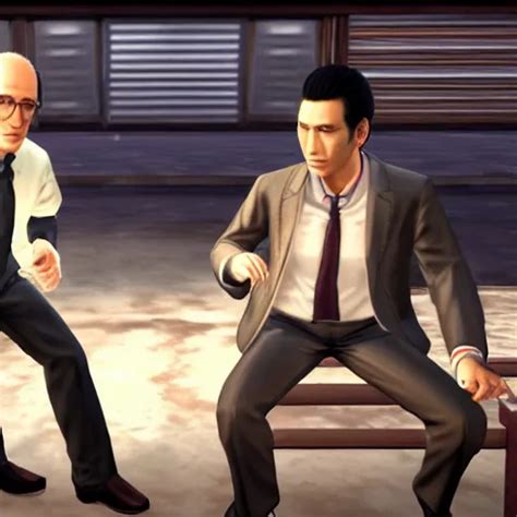 A Yakuza 0 Substory Involving Larry David And Kiryu Stable Diffusion