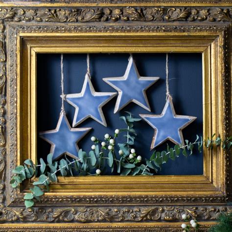 Set of Four Large Grey Wooden Star Decorations | Culinary Concepts