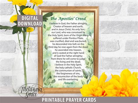 Nicene Creed Apostles Creed Printable Creed Prayer Cards I Believe