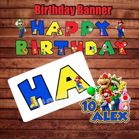 Mario Birthday Banner Super Mario Super Mario Birthday - Etsy