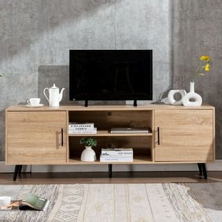 TV Stand for 80 Inch TV Stands, Television Table 2 Storage Cabinet with ...