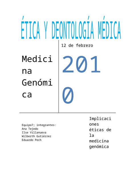 Docx Implicaciones Eticas De La Medicina Gen Mica Dokumen Tips