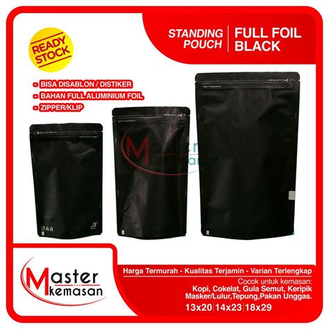 Jual Pack Isi Pcs Standing Pouch Full Alumunium Foil Hitam