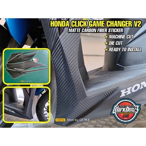 Honda Click Version 2 Black 3D Matte Carbon Fiber Sticker Decals