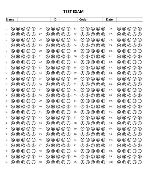 Bubble In Answer Sheet Printable 20 Answer Sheet Templates