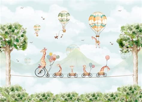 PAPEL DE PAREDE BALÕES GIRAFA BICICLETA DENISE OLIVEIRA D