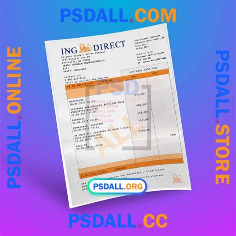 Ing Direct Bank Statement Psd Template Psdall Org