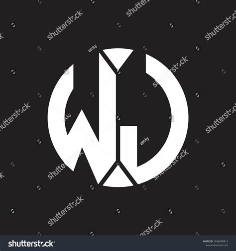 WJ Logo Monogram With Piece Circle Ribbon Style Royalty Free Stock