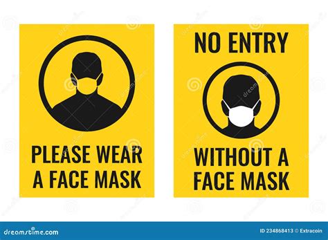 No Entry Without Face Mask Sign Please Wear A Face Mask Stock Vector