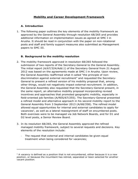 Mobility And Career Development Framework